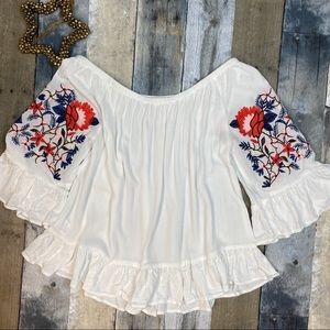Miss Love Off The Shoulder Blouse w Embroidery